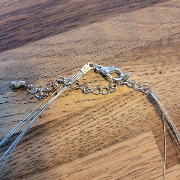 Beaded Necklace & Earring Set w Silver, White, and Amber Colors - Picture 7 of 13